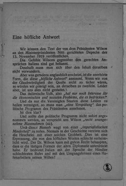 Akte und Berichte des Bureau für auswaertige Verbindungen des Kommando. 28. November 1919-1. Mai 1920